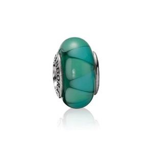 Retired Blue/Green Triangle Glass Pandora Charm
